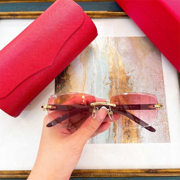 

49%off discount luxury sunglasses women new men's women's box wooden leg fashion frameless sunglasses fashion sun glasses ladies u, White;black