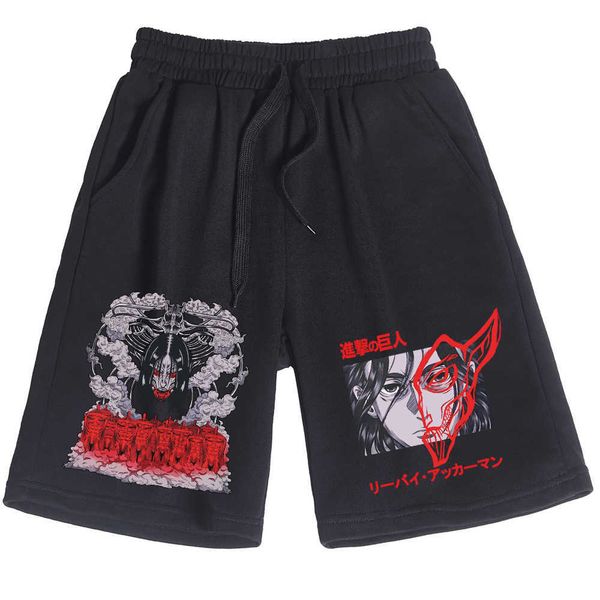 

men's shorts anime shorts attack on titan casual loose beach cotton short pants man woman j230218, White;black