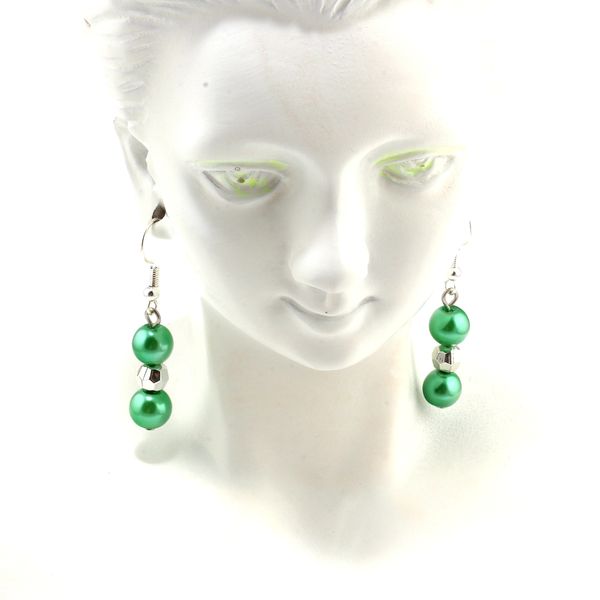 

32pair creative glass bead dangle earrings for women jewerly girls trendy accessories, Silver