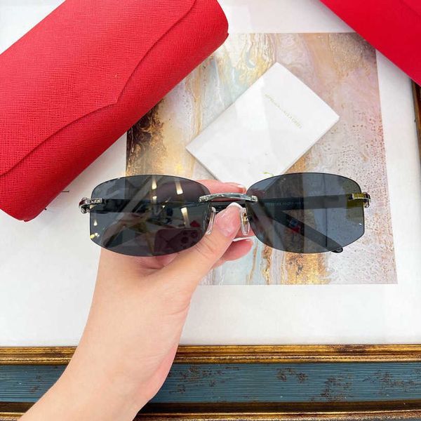 

2023 new sunglasses 55%off anti-uv sunglass frameless square wooden leg sunglasses men women outdoor glasses with box, White;black