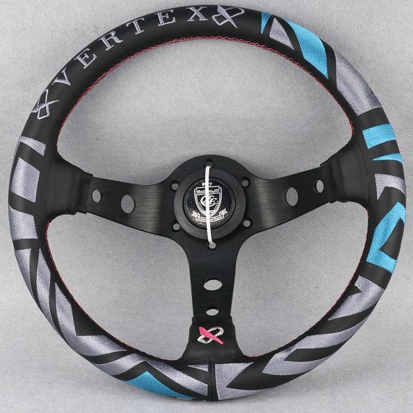 

jdm vertex style 13inch genuine leather embroidery drift sport steering wheel