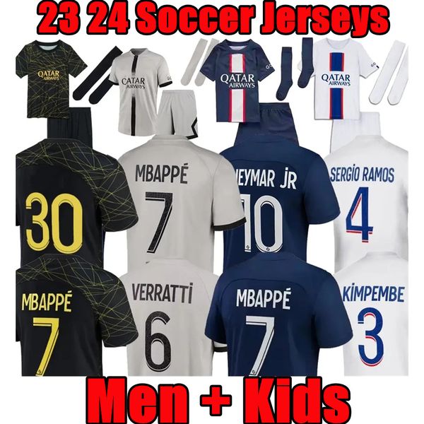 

mbappe hakimi player #30 soccer jerseys sergio ramos 22 23 maillots de football 2022 2023 marquinhos verratti psgs men kids kit shirt vitinh, Black;yellow