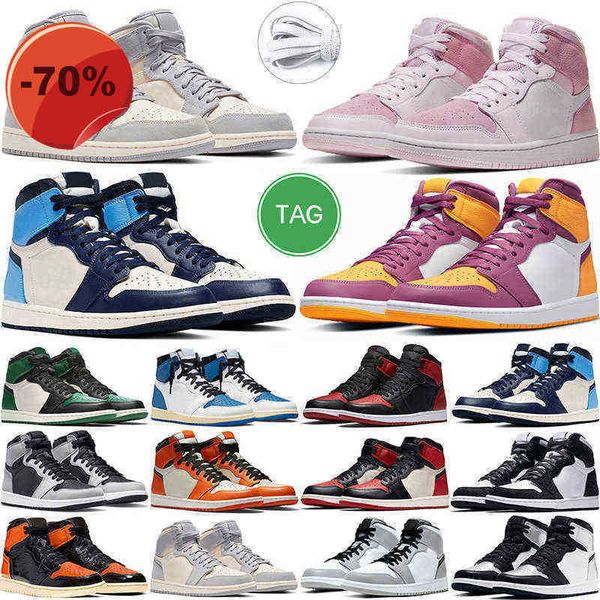 

sandals 1s basketball shoes university blue volt rust pink hyper royal court purple panda obsidian atmosphere grey bubble gum men women mens, Black
