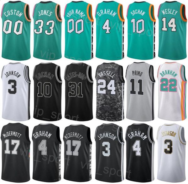 

printed classic basketball keita bates-diop jersey 31 charles bassey 28 dominick barlow 26 tre jones 33 devin vassell 24 romeo langford 35 m, Black;red