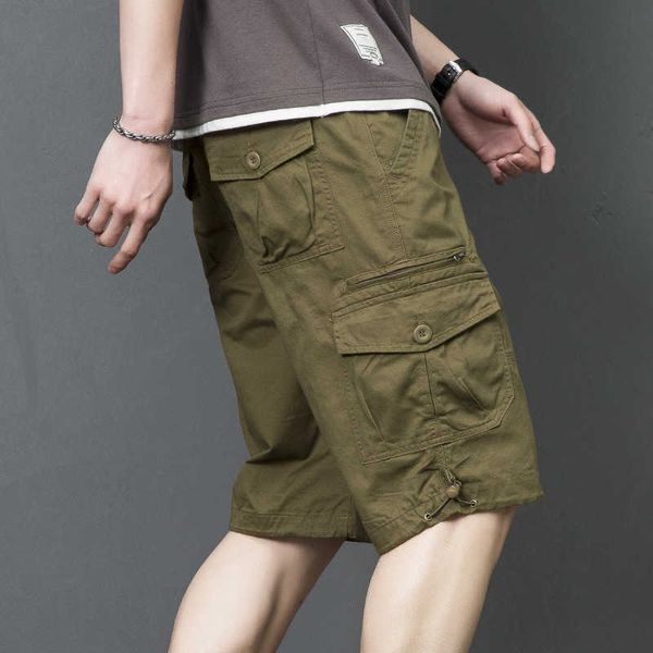 

men's shorts summer long length cargo shorts men overalls cotton multi pocket capri pants breeches tactical military shorts plus size 5, White;black