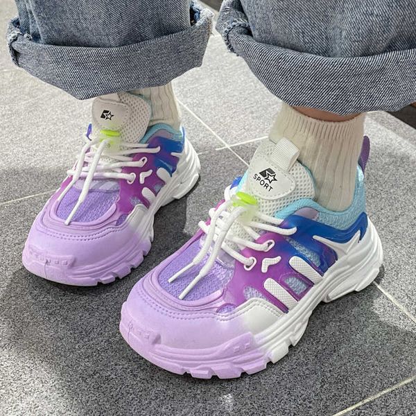 

sneakers girls' sports shoes 2022 summer new children's mesh gradient sneakers kids fashion casual mesh shoes for boys non-slip la, Black;red
