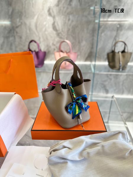 

2023 h-brand 18cm women leather shoulder handbag luxury designer tote womens messenger basket bags