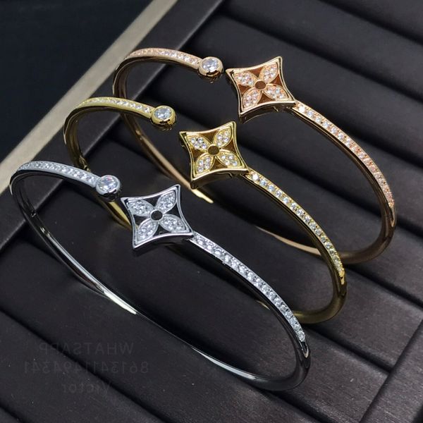 

lw bangle bracelets for women designer diamond luxury gold plated 18k au750 inlaid crystal highest counter quality french luxury goods premi, Black