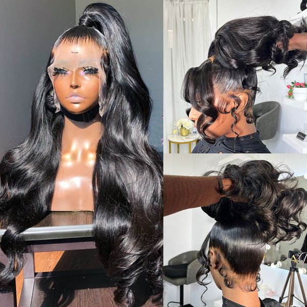 

body wave full lace wig human hair pre plucked hd lace frontal wig brazilian hair wigs for women lace closure wig, Black