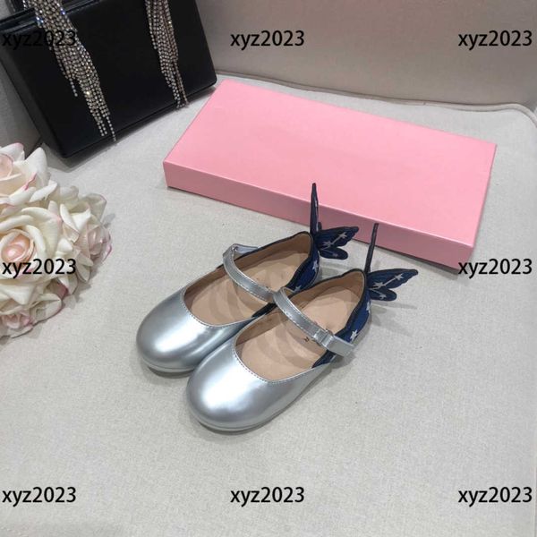 

2023 girl flat shoes child sneakers kids athletic shoe butterfly heel design new listing box packaging children' size 26-35, Black;grey
