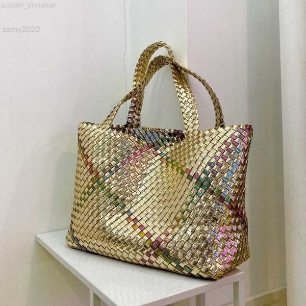 

women tote bags 2022 trends luxury designer handbags new woven colorblock shoulder fashion composite shopping