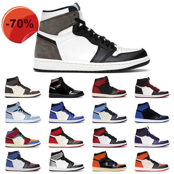 

sandals 1 1s new og high basketball shoes pine green black court purple royal bred toe obsidian unc dark mocha university blue smoke grey ru