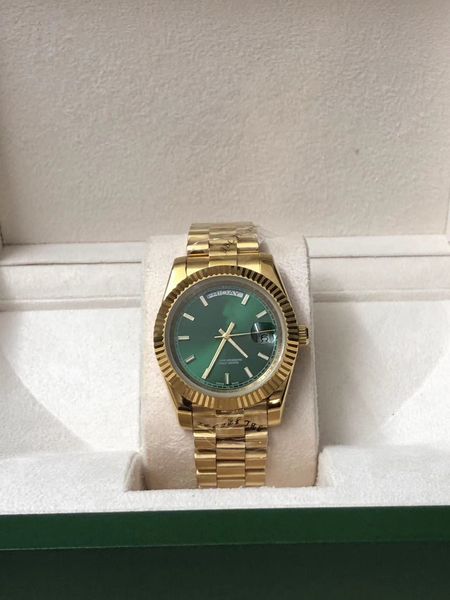 

with original box mens watches datejust watch 41mm sapphire gold green dail diamonds bezel mechanical automatic mens watches, Slivery;brown