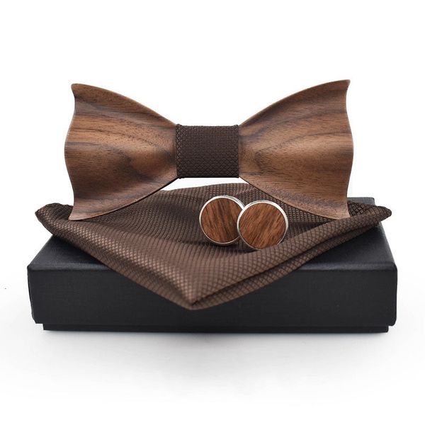

bolo ties men wooden bow tie set cufflinks handkerchief bowtie necktie cravate homme papillon corbatas pajarita for mens wedding party 23021, Red