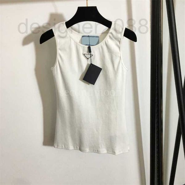 

women's tanks & camis designer triangle badge decoration women knits tee sleeveless breathable solid color fashion cucd, White