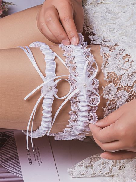 

suspenders bridal garter white lace leg ring flower garters for women party thigh rings wedding accessories bride jewelry 230217, Black;white