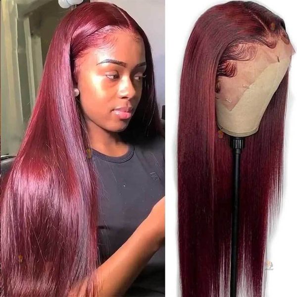 

synthetic wigs burgundy 30 inch straight lace front 13x6 hd al 13x4 human hair brazilian closure 230217, Black