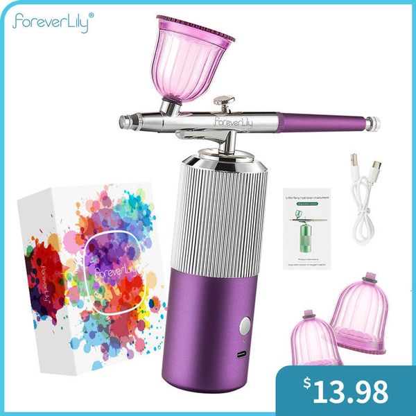 

face massager mini airbrush kit with compressor multi function art painting nano spray gun nail cake decorating makeup tattoo sprayer 230217