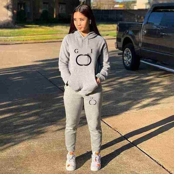 

designer luxury women's sports tracksuits designer two piece sets womens outifits female pants suit 2 pieces activewear brand casual cl, Gray