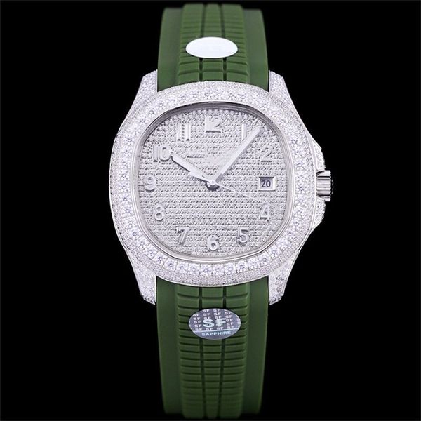 

luxury watch 40mm 324sc automatic mechanical movement 316l steel case rubber strap diamond watch, Slivery;golden