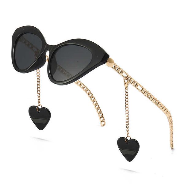 

jackjad fashion cool unique women cat eye style sunglasses with gold metal chain vintage brand design sun glasses shades 0978, White;black