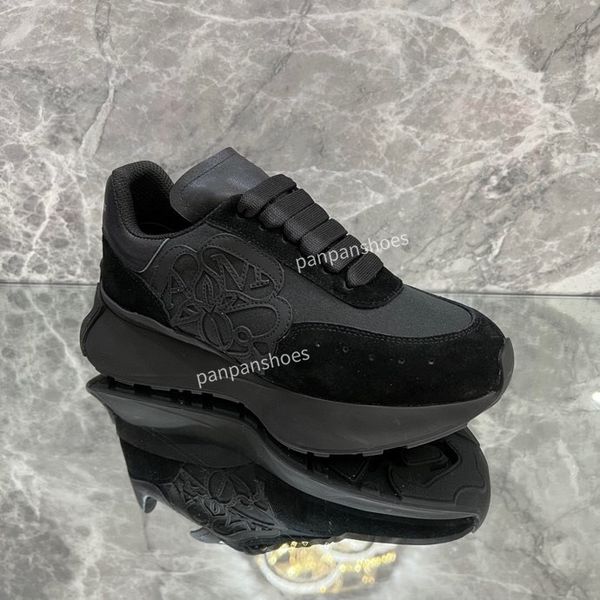 

2023 casual shoes sneaker platform shoe leather designer lace up men fashion sneakers mens womens luxury, Black