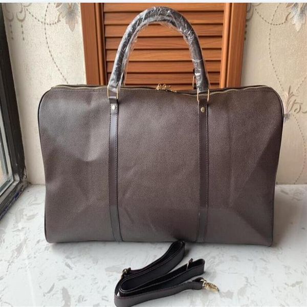 

designer mens 55cm large travel luggage bag key and lock men totes leather handbag duffle bag courrier shoulder bags luxury crossb3129