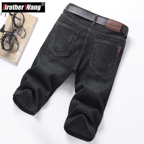 

men's shorts 2022 summer new men's thin black short jeans classic style business fashion elastic straight denim shorts male brand, White;black