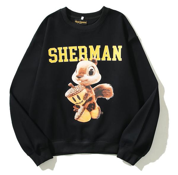

3d squirrel print black mens hoodie fleece jumper designer hoodies streetwear pullover sweatshirt men's clothing