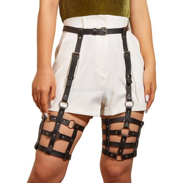 

suspenders waist garter belt punk body sword thigh 230217, Black;white