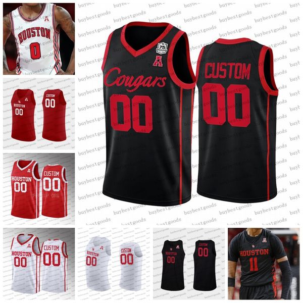 

custom ncaa houston cougars basketball jerseys ryan elvin emanuel sharp terrance arceneaux mylik wilson reggie chaney jarace walker, Black;red