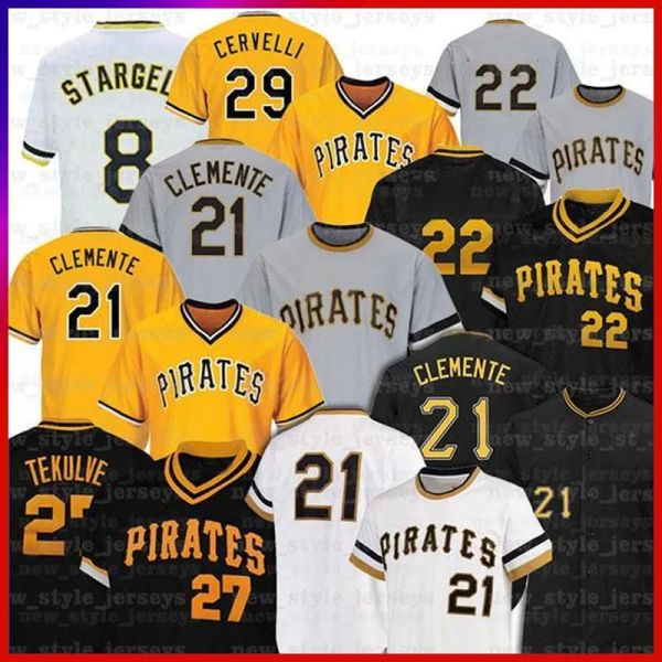 

baseball 21 roberto clemente 27 kent tekulve 29 francisco cervelli 8 willie stargell 6 starling marte collection mesh baseball jerseys a5, Blue;black