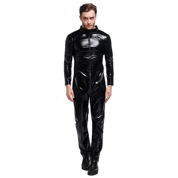 

suit s-xxxl european patent leather pu leather men's tight motorcycle night bar ds performance fun, Black;white