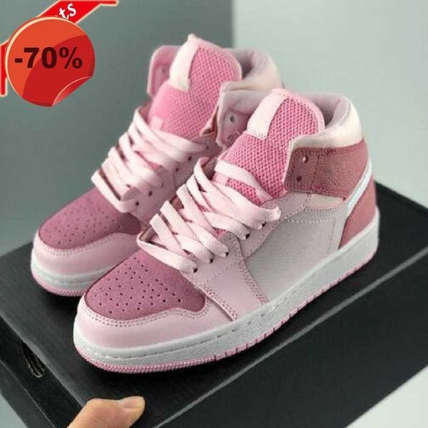 

sandals 2023 new 1 mid digital pink womens basketball shoes girls sport sneakers trainers baskets 1s des chaussures zapatos size 36-40..11, Black