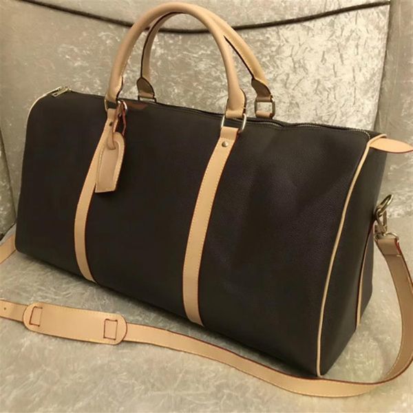 

2021 fashion men women travel bag duffle leather luggage handbags large capacity sport bags 55cm225d