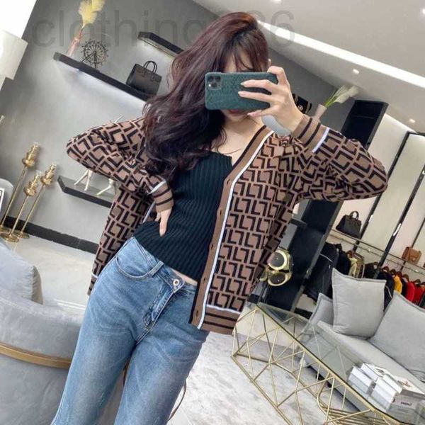 

designer knitted cardigan sweater double f letter tees jacquard temperament v-neck thin knit jacket for men and women of the same style 4nyf, White