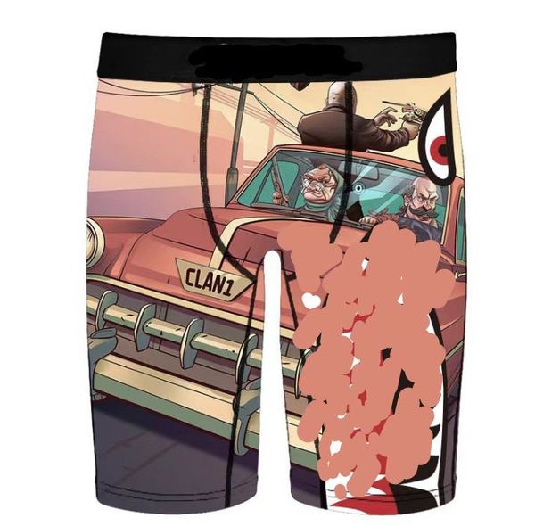 

new printed underpants quick drying elastic beach underwear summer men boy boxers briefs 2xl plus size man shorts pants sport breathable des, Black;white
