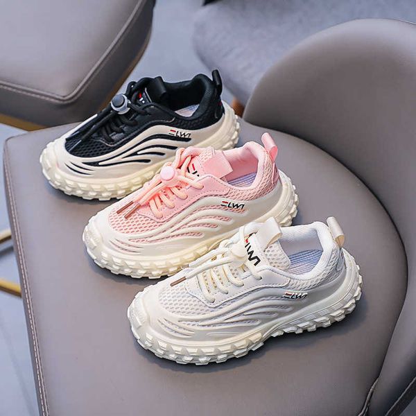 

sneakers girls running shoes 2022 spring autumn kids fashion new breathable classic boys mesh sneakers non-slip children lace-up stripe g230, Black;red