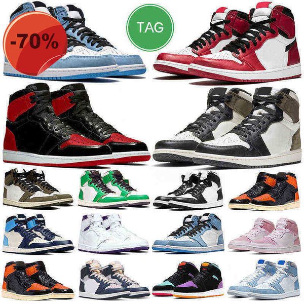 

sandals men og 1s basketball shoes jumpman women sneakers bred university blue obsidian outdoor mens womens sports trainers shoe, Black