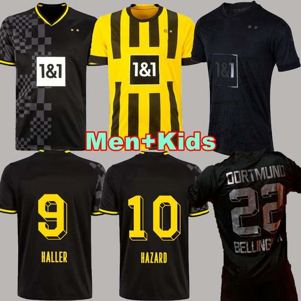 

haller soccer jerseys 22 23 football shirt reus dortmund neongelb bellingham hummels brandt men kids kit maillot de foot 2022 2023 all, Black;yellow