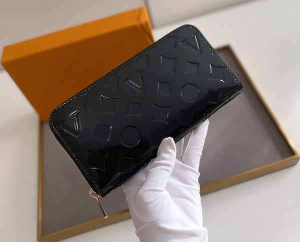 

fashion designer wallets luxury zippy purse mens womens patent leather clutch highs quality flower letter coin purses embossed card holder o, Red;black