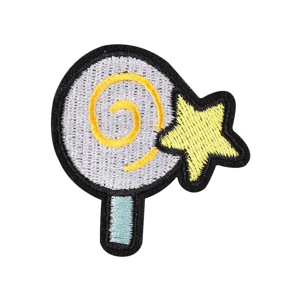 

lollipop star embroidered patches sewing notions cute candy iron on patches for kids clothing jacket diy sew appliques decorative, Black
