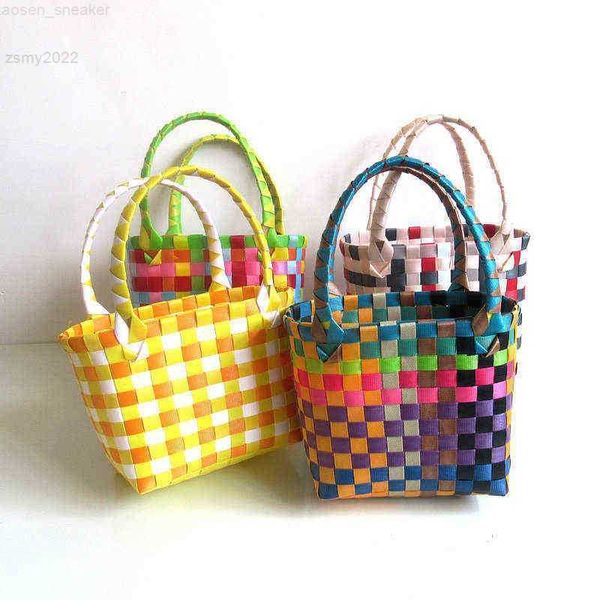 

factory new woven square color small basket beach women's handbag fashion bags