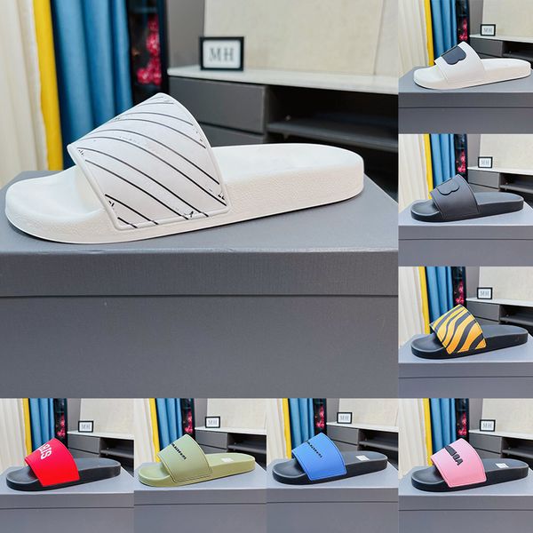 

slippers for mens womens summer new fashion luxury paris triple black tripler white grey rubber sandals flat designer slides sliders bath po