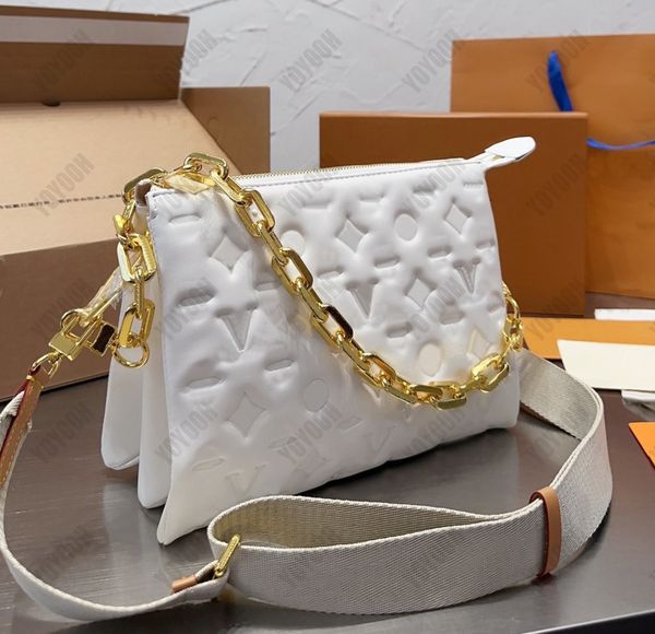 

Luxury designer bags Womens wide shoulder diagonal bag with chain fashion handbag girls must wash bag 7A top leather cross body 26cm, White