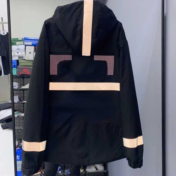 

outdoor sports hooded jacket men women jackets off designer jacket 3m reflective nylon coat windbreaker zip cardigan coats 4xl 5xl, Black;brown