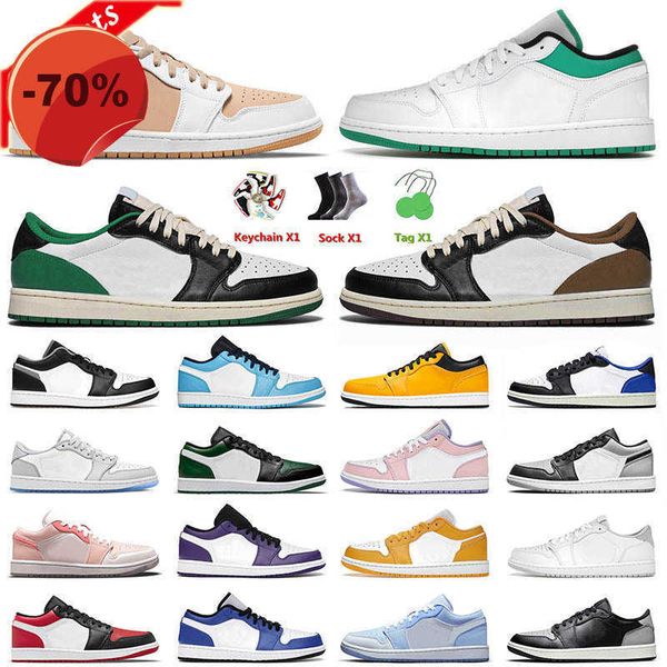 

sandals 1 1s low mens basketball shoes jumpman white tan lucky green black dark mocha bred toe neutral grey unc for men women trainers..11