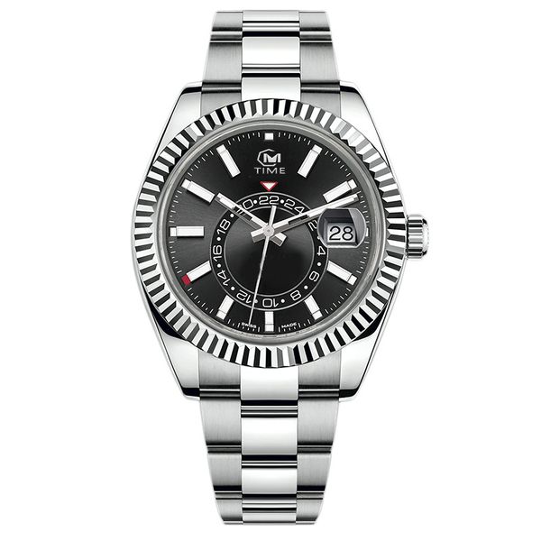 

fashion men's watch automatic movement stainless steel sapphire glass comfortable rubber strap suitable for various parties, Slivery;brown