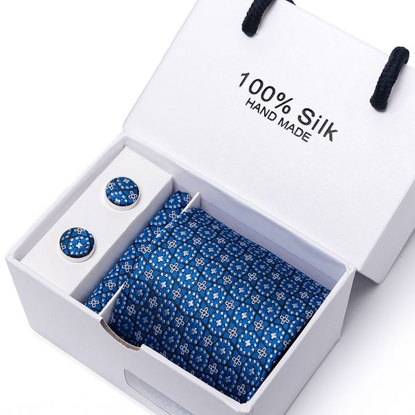 

bolo ties woven festive gift 65 colors silk tie handkerchief cufflink set necktie box paisley sliver man's st valentine's day 2302, Red