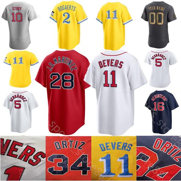 

2022 custom s-4xl 10 trevor story 34 david ortiz jersey ted williams j.d. martinez chris sale 2 bogaerts 11 rafael devers baseball jerse, Blue;black